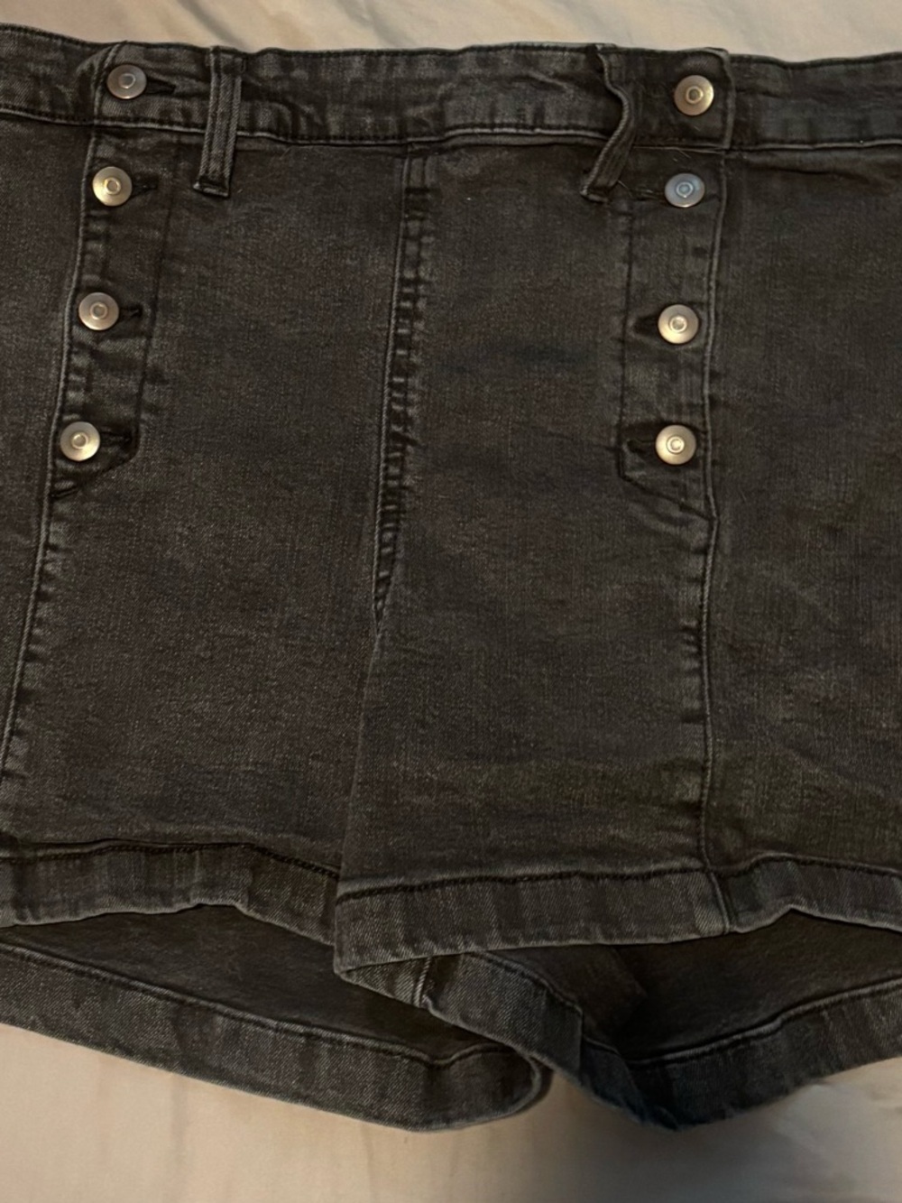 No Boundaries High Waist Button-Front Denim Shorts in Black